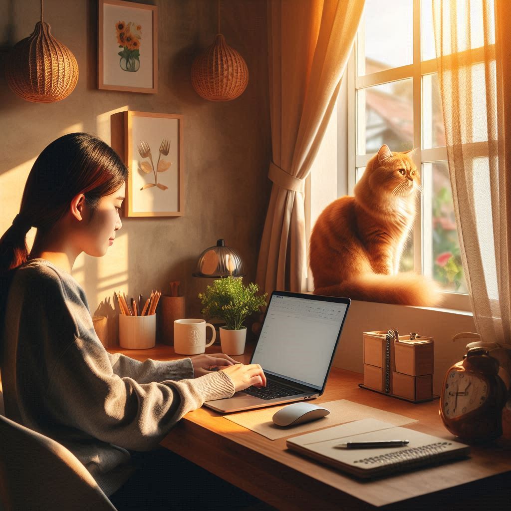 Illustration of a company championing flexible working in order to retain top talent by allowing employees to work from home.